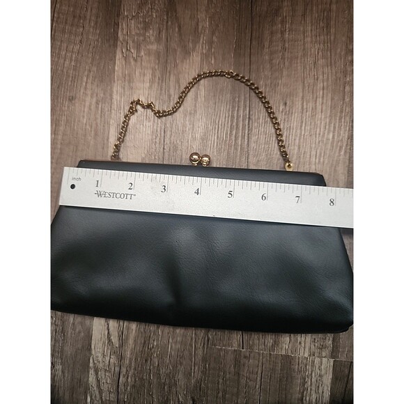 1960’s Black Patent Leather HL Clutch Wallet Stripes Handbag Vintage - Picture 6 of 7